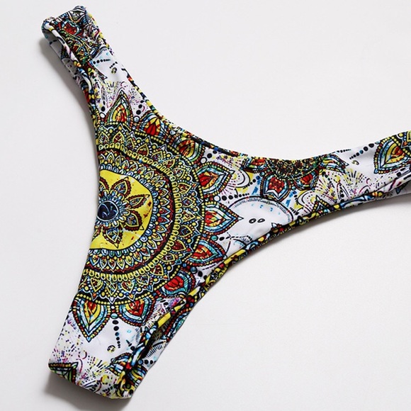 SOLD OUT CLEARANCE Bohemian Mandala Off Shoulder 2Pc Bikini Swimsuit - Picture 4 of 5